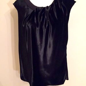Vintage Nina Ricci Black Panne Velvet Sleeveless Tunic Flowy with Scoop Neck EUC
